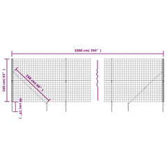 vidaXL Wire Mesh Fence with Spike Anchors Anthracite 1.6x10 m 6