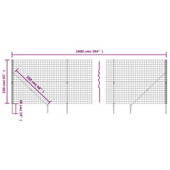 Wire Mesh Fence with Spike Anchors Anthracite 1.6 m 10 m