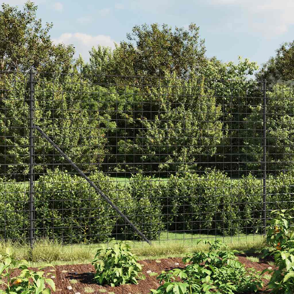 vidaXL Wire Mesh Fence with Spike Anchors Anthracite 1.6x10 m 1