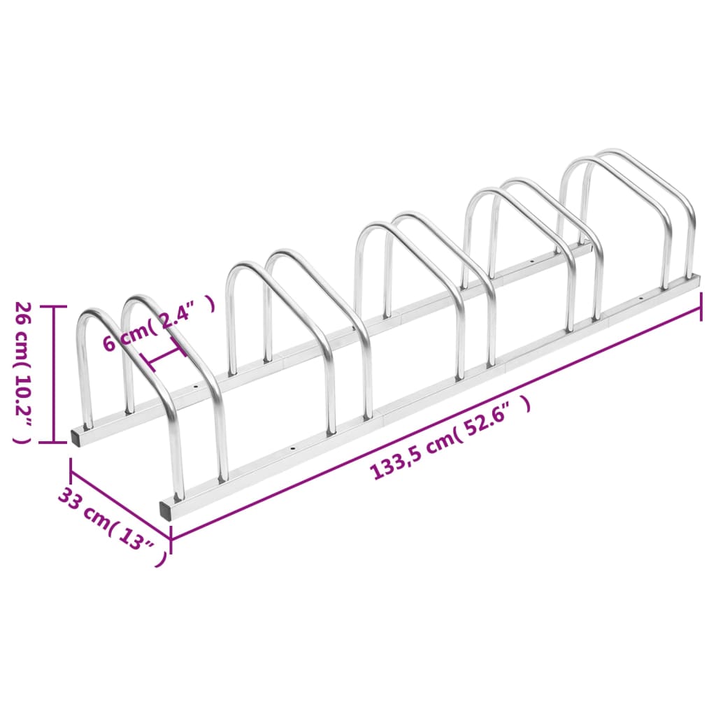 vidaXL Bike Rack for 5 Bikes Galvanised Steel 6