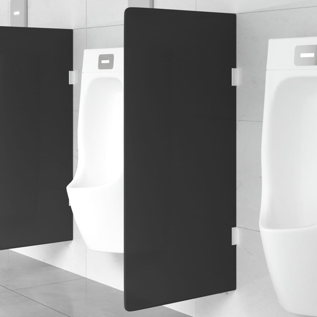 vidaXL Wall-mounted Urinal Privacy Screen Black 90x40 cm Tempered Glass 1