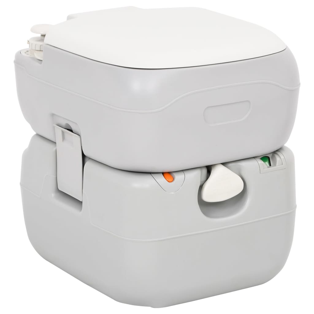 vidaXL Portable Camping Toilet Grey and White 22+12 L HDPE 1