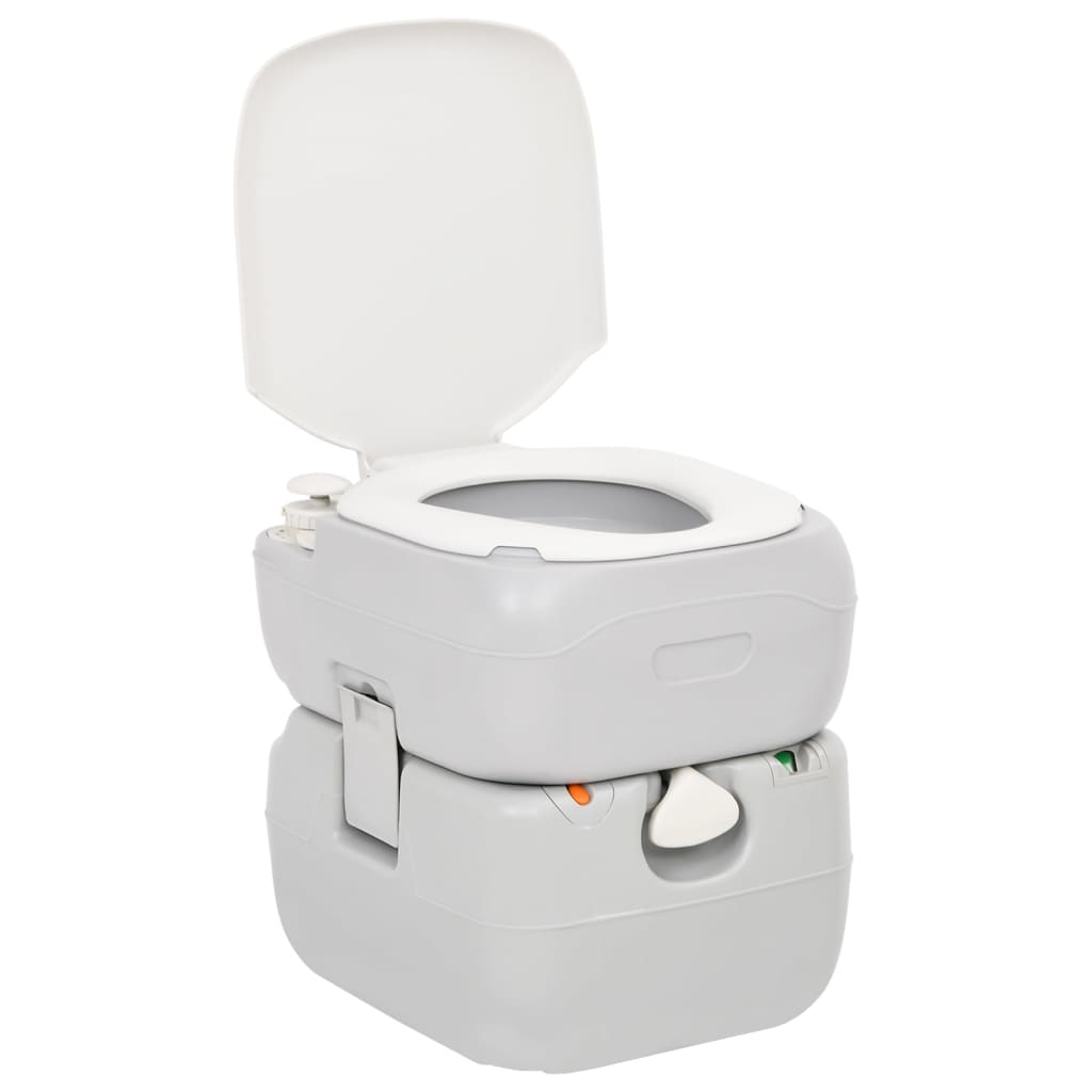 vidaXL Portable Camping Toilet Grey and White 22+12 L HDPE 3