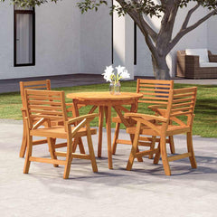 5 Piece Garden Dining Set Solid Wood Acacia Ø 85 cm 4