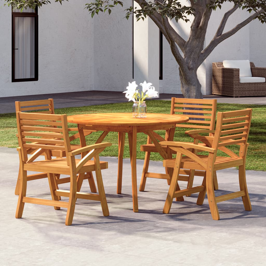 5 Piece Garden Dining Set Solid Wood Acacia Ø 110 cm 4