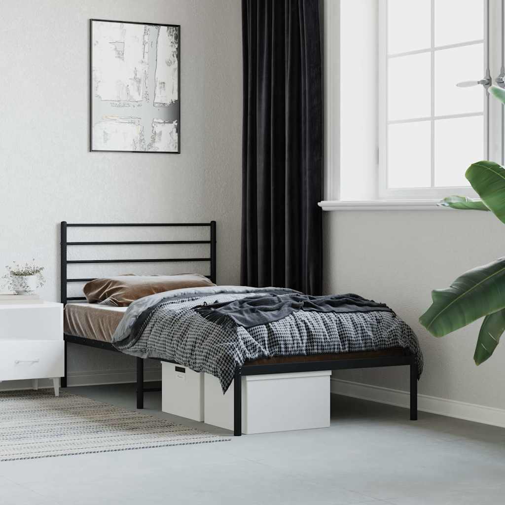 vidaXL Metal Bed Frame without Mattress With headboard Black