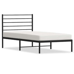 Metal Bed Frame without Mattress With headboard Black 90 cm 190 cm
