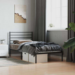 Metal Bed Frame without Mattress With headboard Black 90 cm 190 cm
