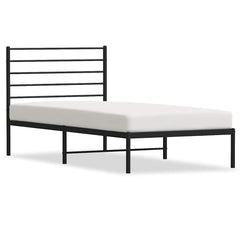 vidaXL Metal Bed Frame without Mattress with Headboard Black 90x200cm 2
