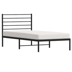 vidaXL Metal Bed Frame without Mattress with Headboard Black 100x200cm 5