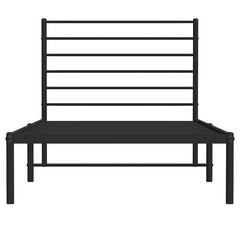 vidaXL Metal Bed Frame without Mattress with Headboard Black 100x200cm 6