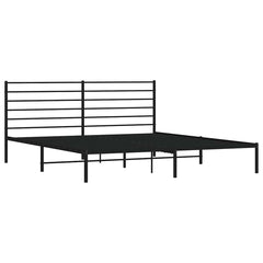 vidaXL Metal Bed Frame without Mattress with Headboard Black 200x200cm 3