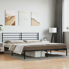 Metal Bed Frame without Mattress With headboard Black 200 cm 200 cm