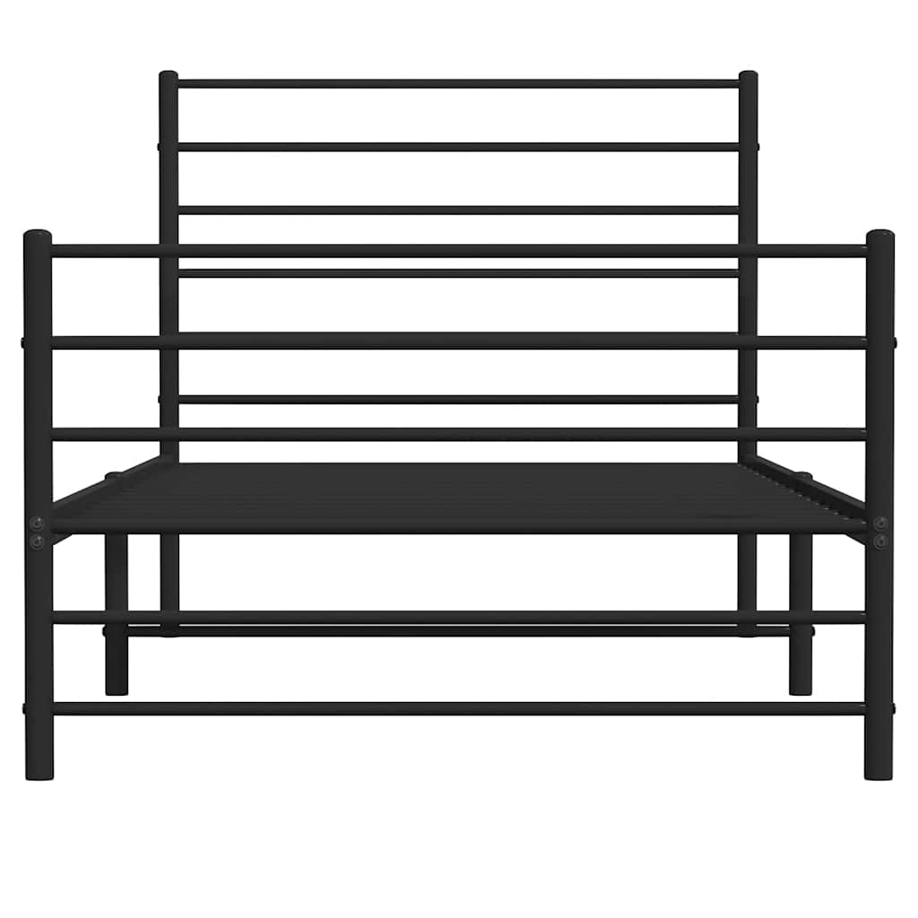 vidaXL Metal Bed Frame without Mattress with Footboard Black 80x200cm 6