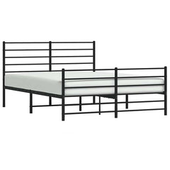 vidaXL Metal Bed Frame without Mattress with Footboard Black 135x190cm 5