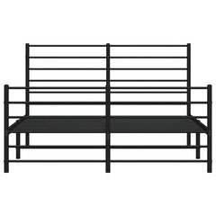 vidaXL Metal Bed Frame without Mattress with Footboard Black 135x190cm 6