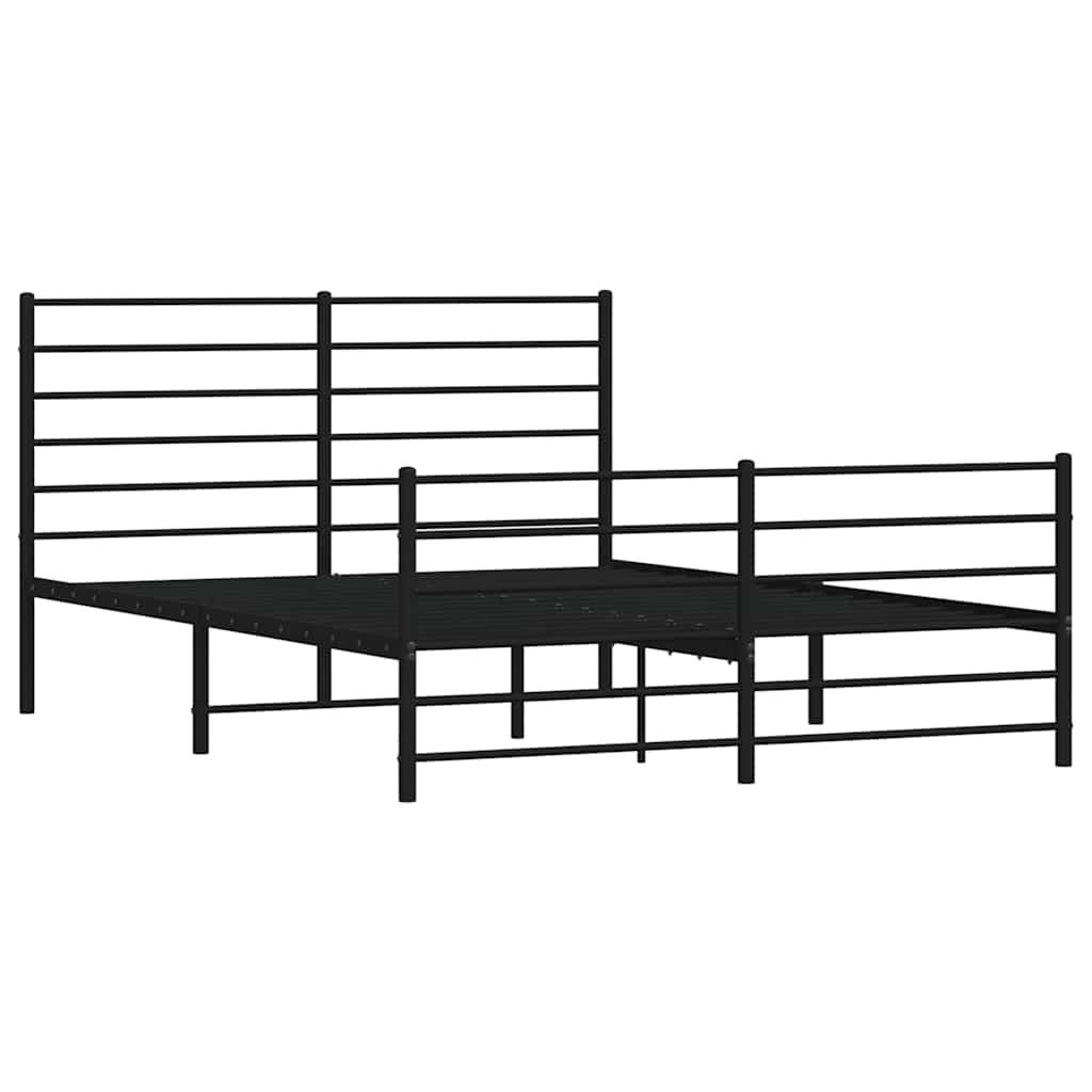 vidaXL Metal Bed Frame without Mattress with Footboard Black 150x200cm 4