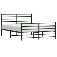 vidaXL Metal Bed Frame without Mattress with Footboard Black 150x200cm 5