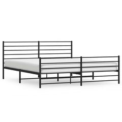 vidaXL Metal Bed Frame without Mattress with Footboard Black 193x203cm 2