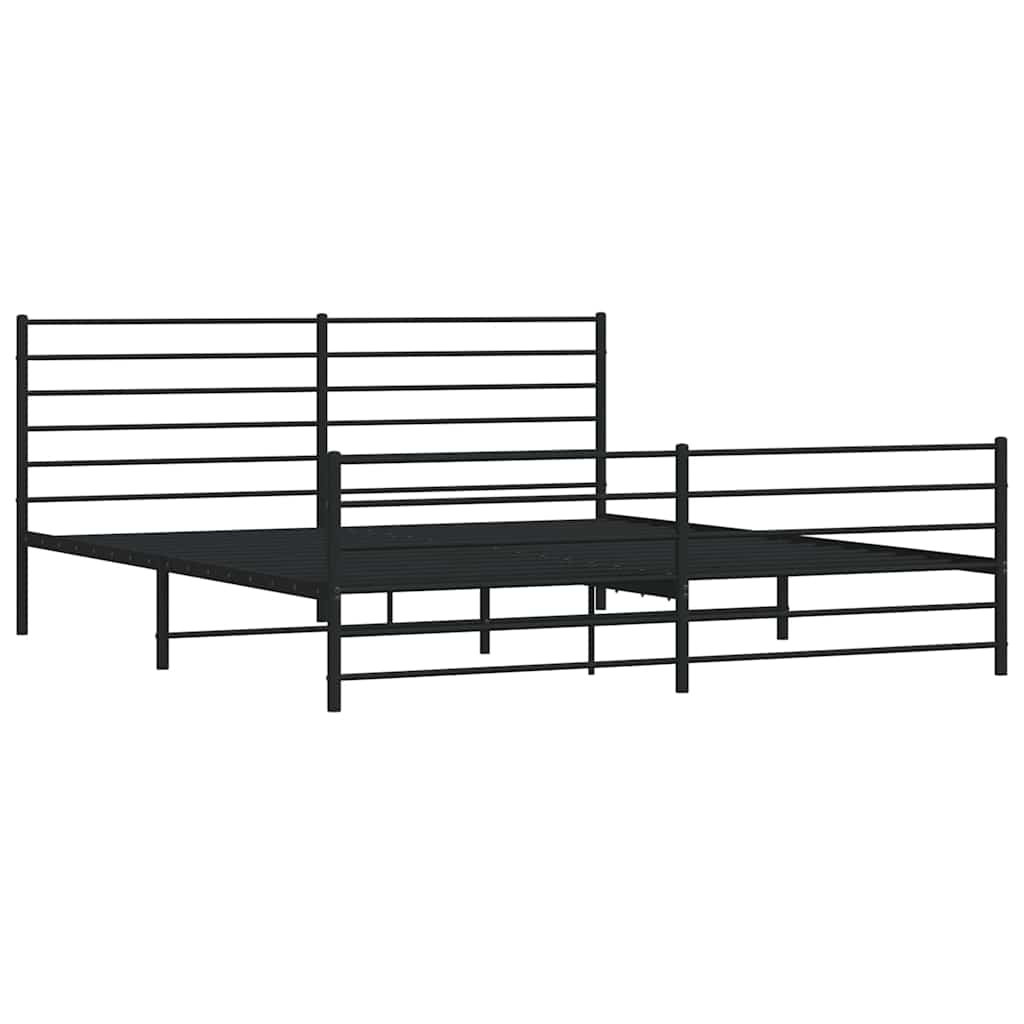vidaXL Metal Bed Frame without Mattress with Footboard Black 193x203cm 4