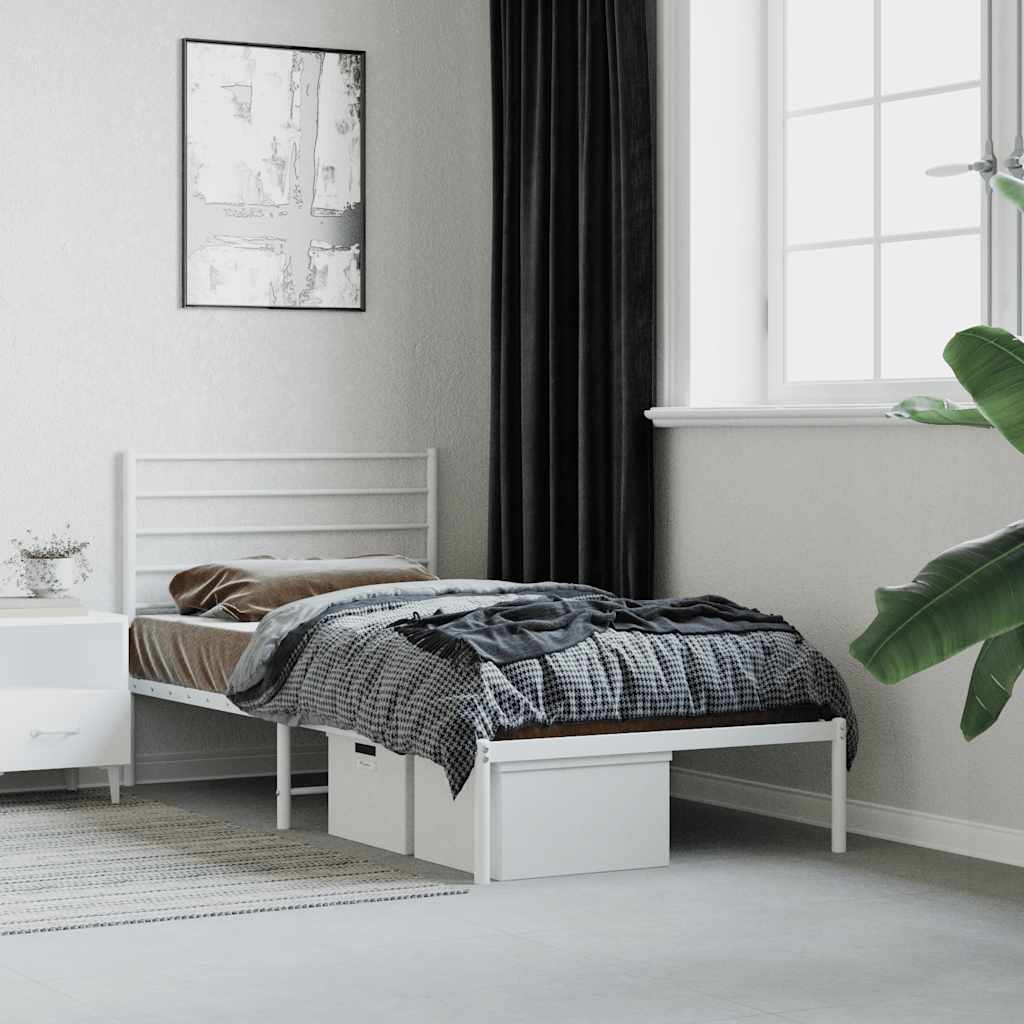 vidaXL Metal Bed Frame without Mattress With headboard White