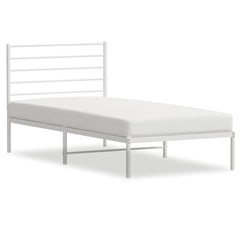Metal Bed Frame without Mattress With headboard White 80 cm 200 cm