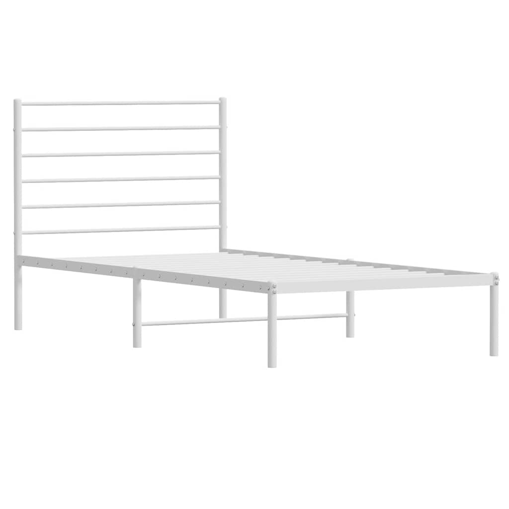 vidaXL Metal Bed Frame without Mattress with Headboard White 80x200cm 3