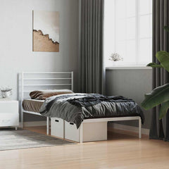 vidaXL Metal Bed Frame without Mattress with Headboard White 80x200cm 4