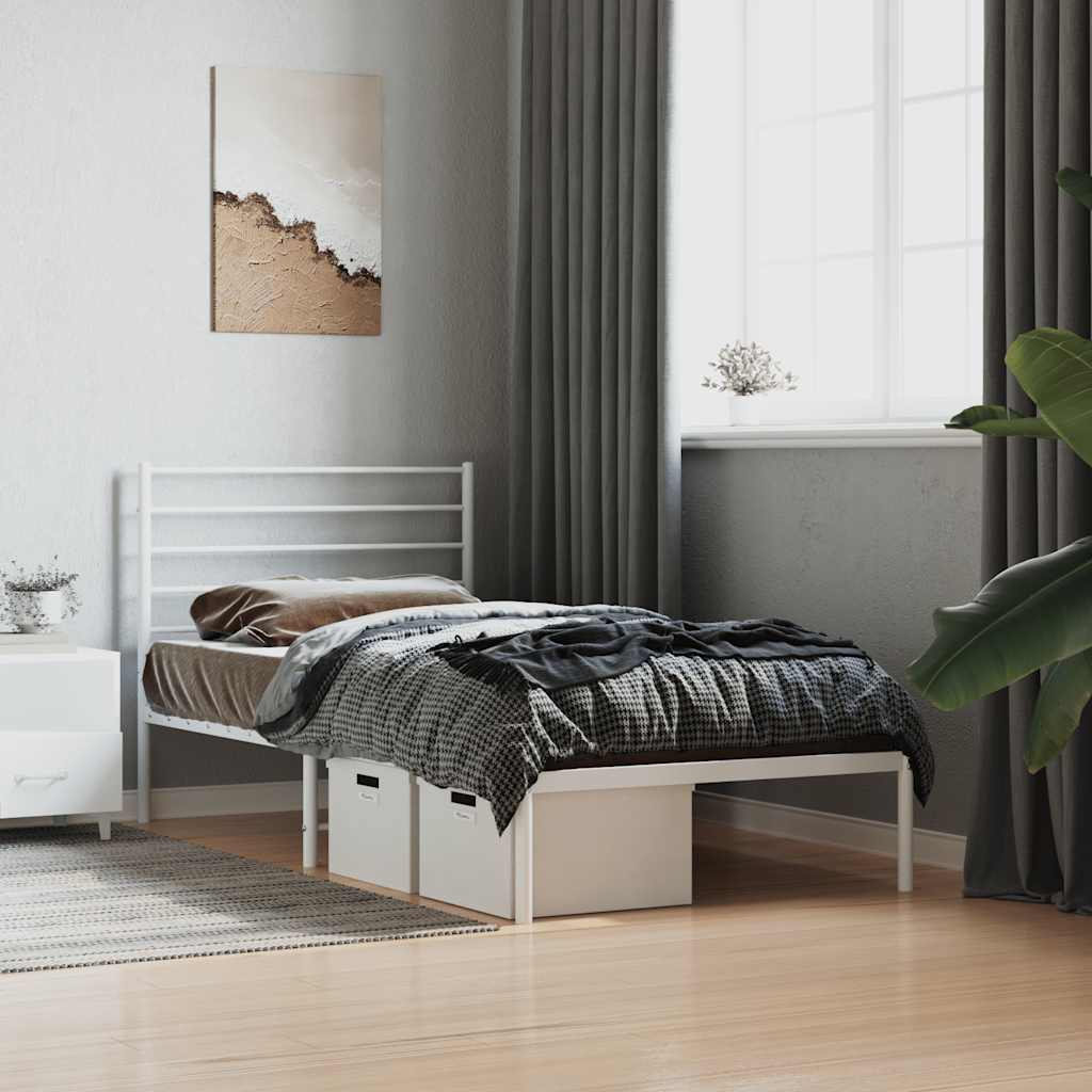 vidaXL Metal Bed Frame without Mattress with Headboard White 80x200cm 4