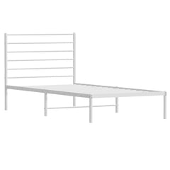 vidaXL Metal Bed Frame without Mattress with Headboard White 107x203cm 3