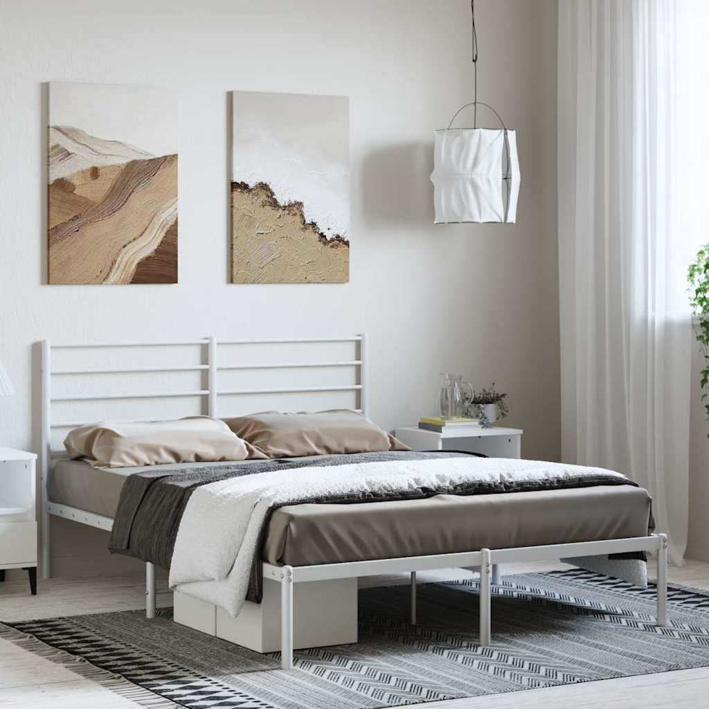 vidaXL Metal Bed Frame without Mattress With headboard White