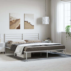 vidaXL Metal Bed Frame without Mattress With headboard White