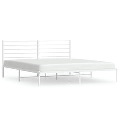 vidaXL Metal Bed Frame without Mattress with Headboard White 200x200cm 2