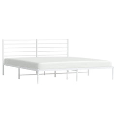 vidaXL Metal Bed Frame without Mattress with Headboard White 200x200cm 5