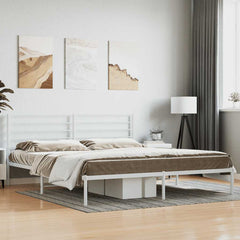 Metal Bed Frame without Mattress With headboard White 200 cm 200 cm