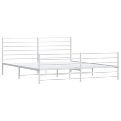 vidaXL Metal Bed Frame without Mattress with Footboard White 183x213cm 4