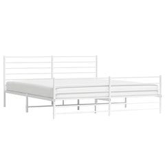 vidaXL Metal Bed Frame without Mattress with Footboard White 183x213cm 5