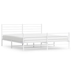 vidaXL Metal Bed Frame without Mattress with Footboard White 193x203cm 2