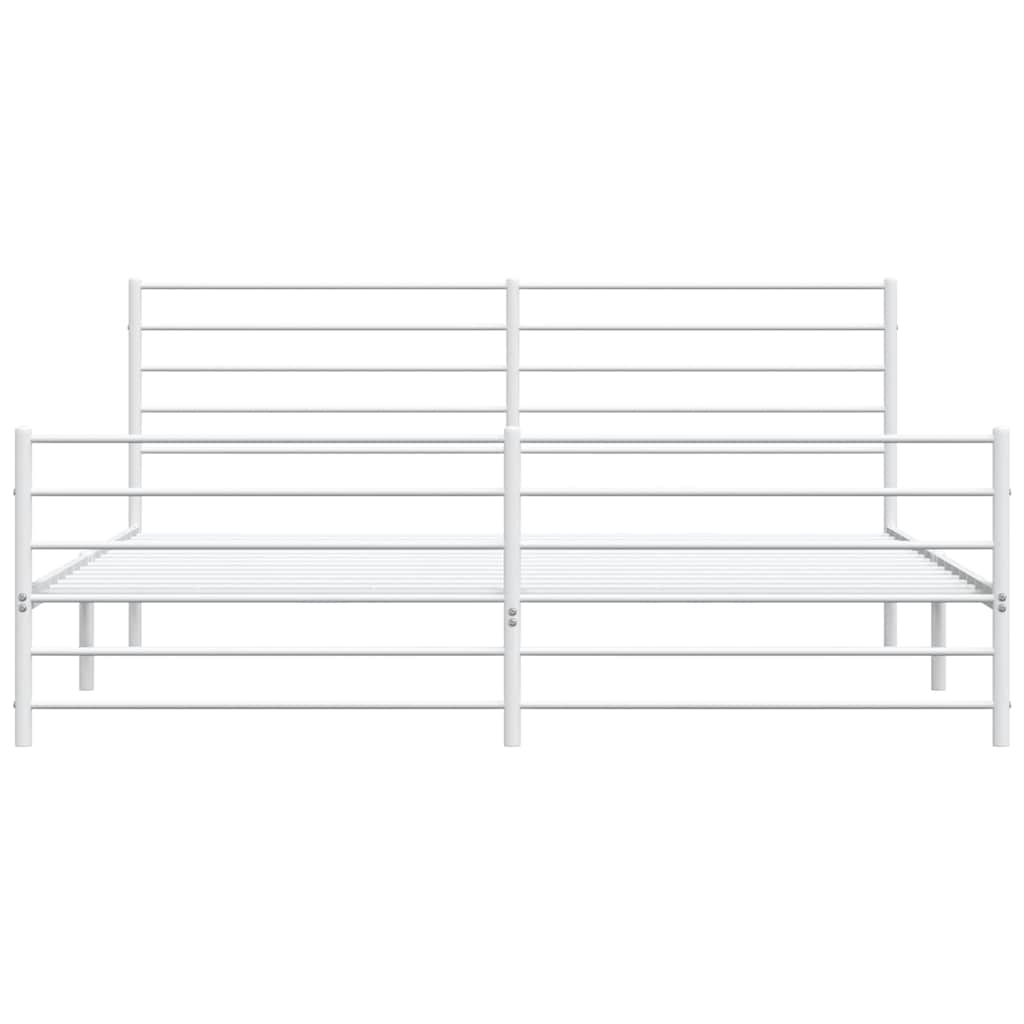 vidaXL Metal Bed Frame without Mattress with Footboard White 193x203cm 6
