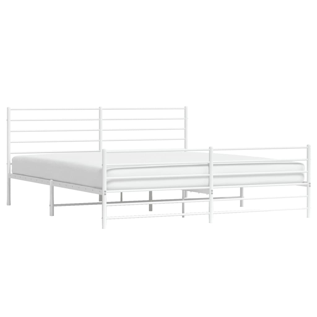 vidaXL Metal Bed Frame without Mattress with Footboard White 200x200cm 5