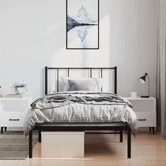 vidaXL Metal Bed Frame without Mattress with Headboard Black 100x190cm 3