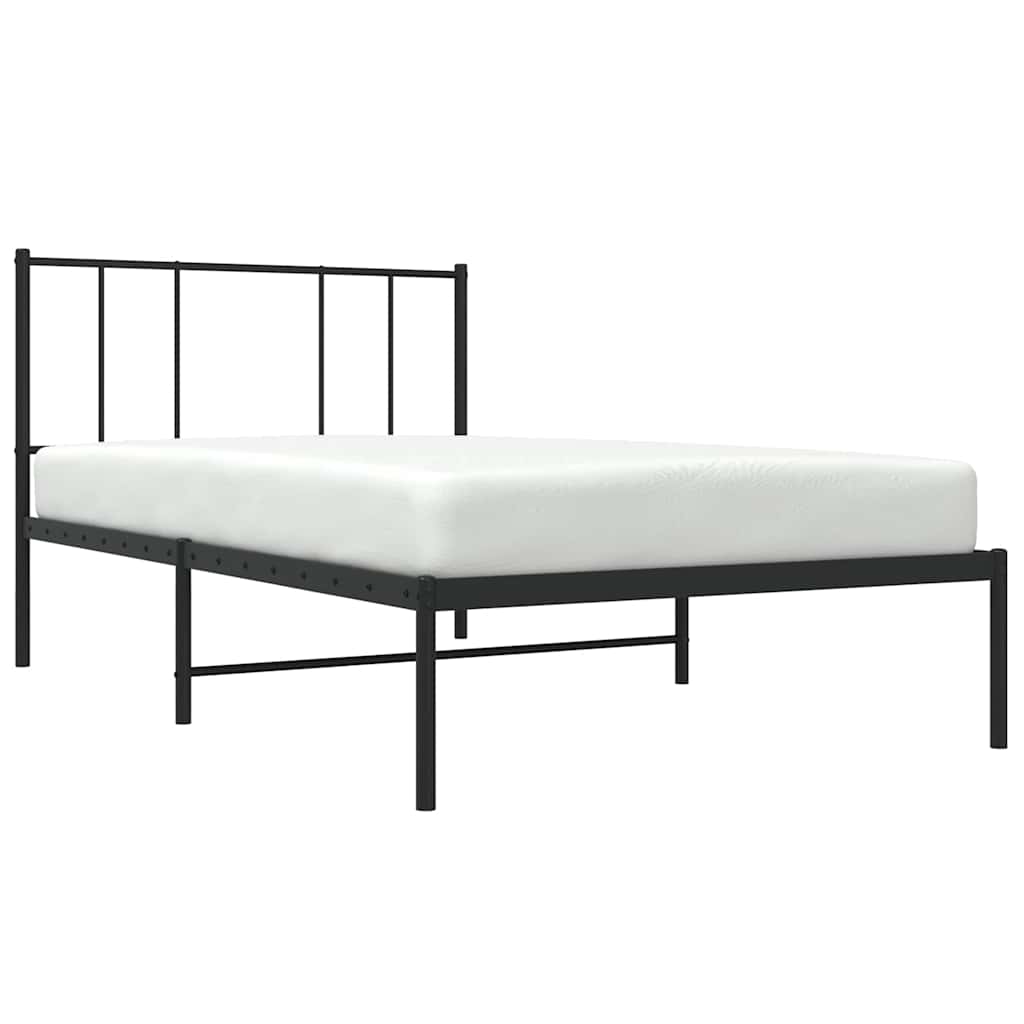 vidaXL Metal Bed Frame without Mattress with Headboard Black 100x190cm 5