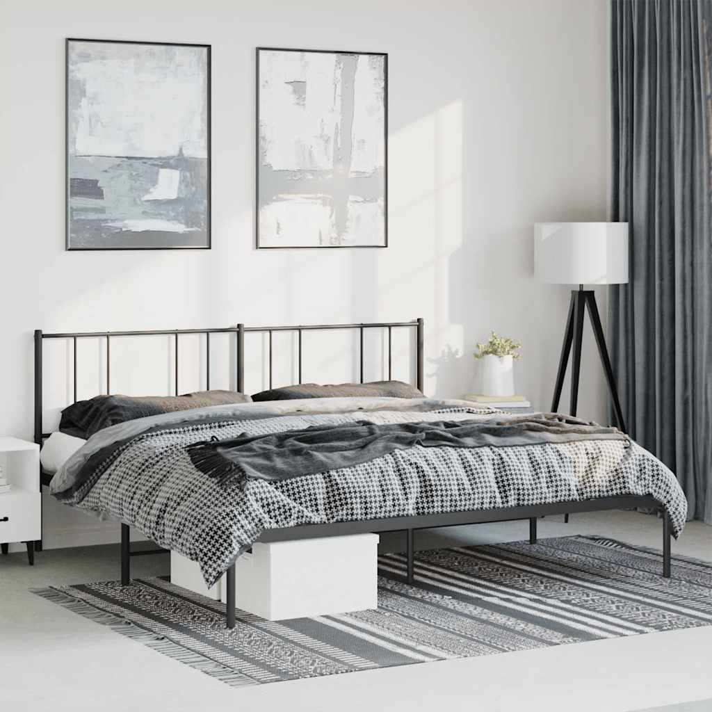 vidaXL Metal Bed Frame without Mattress with Headboard Black 183x213cm 1