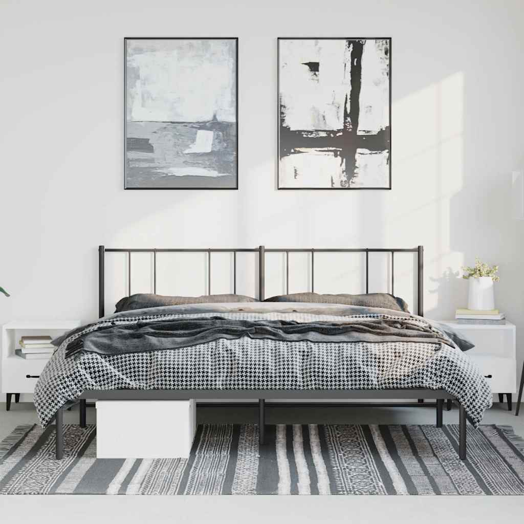 vidaXL Metal Bed Frame without Mattress with Headboard Black 193x203cm 3