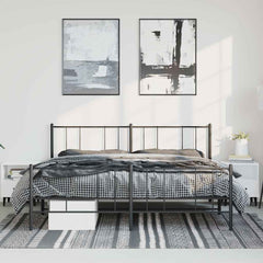 vidaXL Metal Bed Frame without Mattress with Footboard Black 193x203cm 3