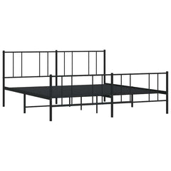 vidaXL Metal Bed Frame without Mattress with Footboard Black 193x203cm 4