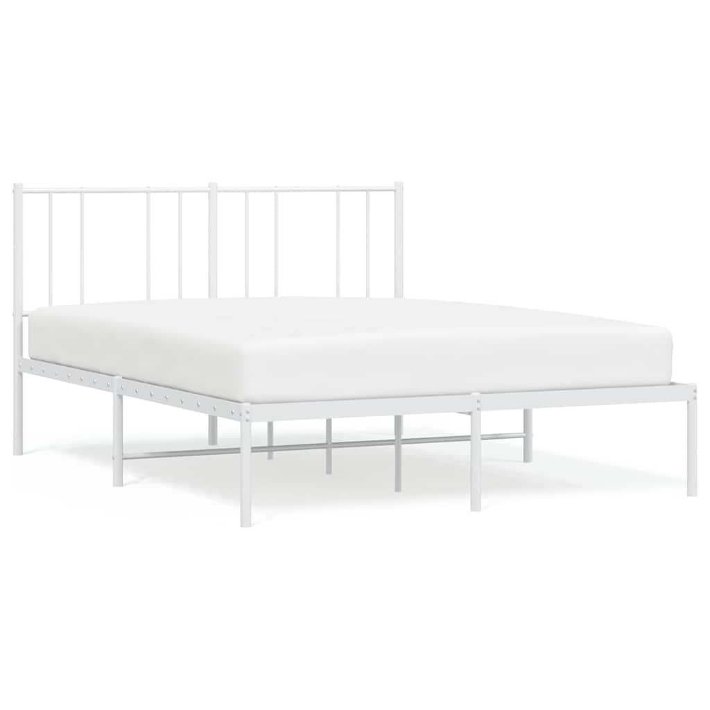 vidaXL Metal Bed Frame without Mattress with Headboard White 135x190cm 2