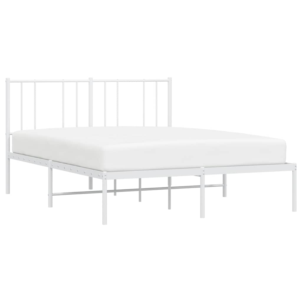 vidaXL Metal Bed Frame without Mattress with Headboard White 135x190cm 5