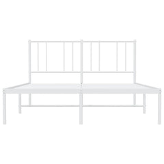 vidaXL Metal Bed Frame without Mattress with Headboard White 135x190cm 6