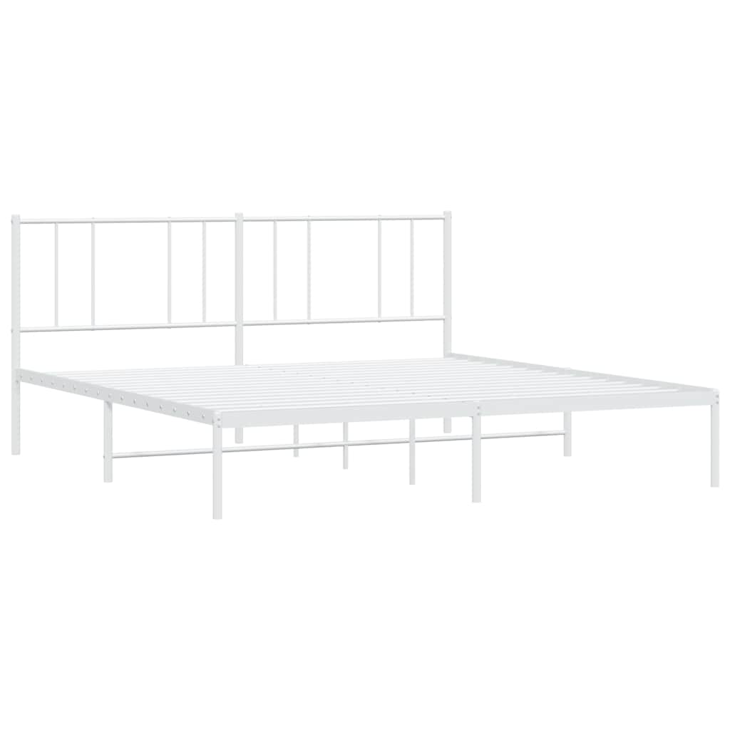 vidaXL Metal Bed Frame without Mattress with Headboard White 193x203cm 4